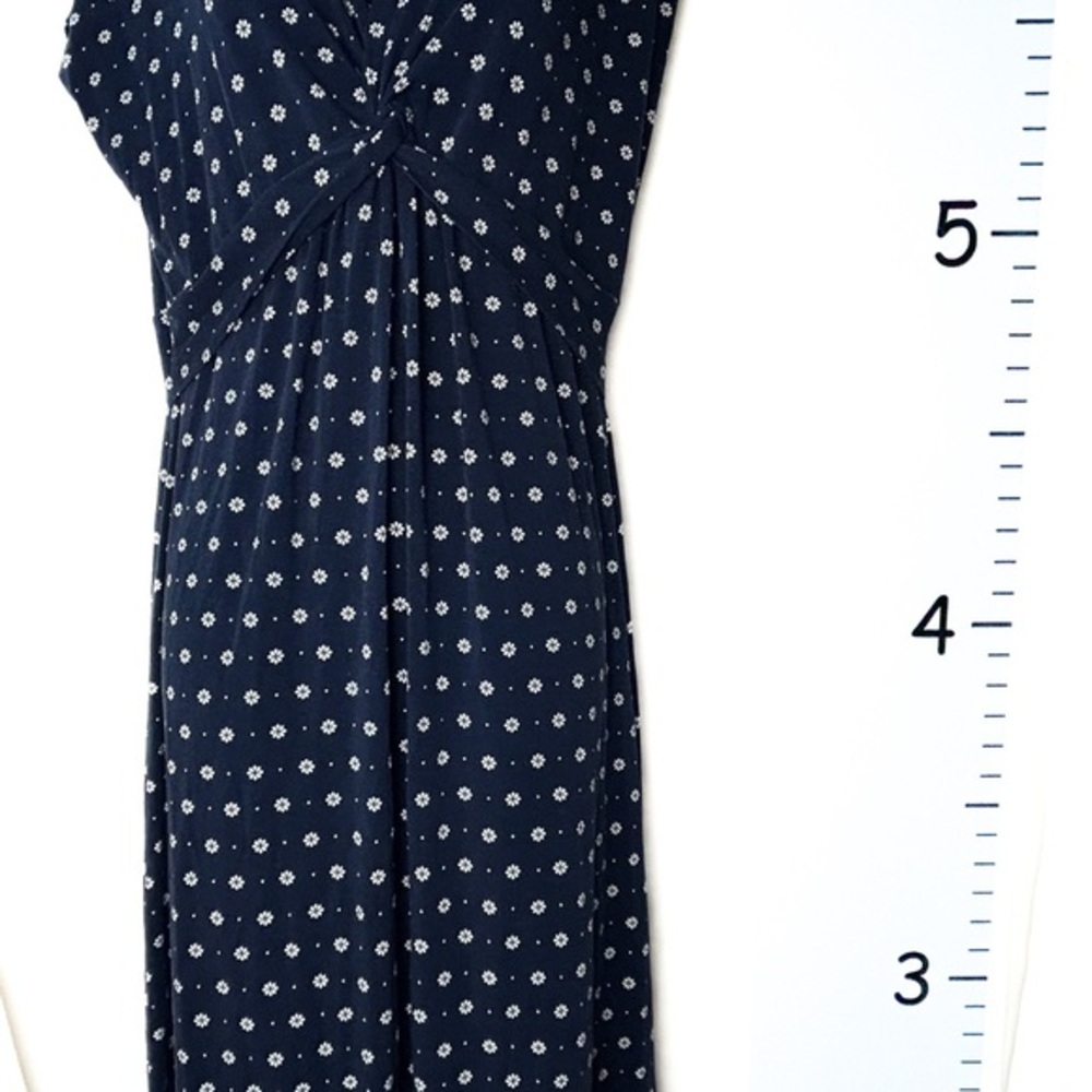 Lands' End Dark Blue & White‎ Flowers Maxi Dress Medium 10-12 Women's